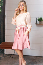 Load image into Gallery viewer, Mauve &amp; Peach Twofer Pleated Skirt Dress
