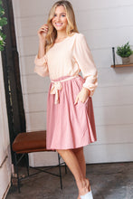 Load image into Gallery viewer, Mauve &amp; Peach Twofer Pleated Skirt Dress
