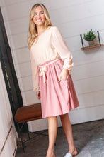 Load image into Gallery viewer, Mauve &amp; Peach Twofer Pleated Skirt Dress
