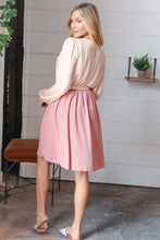 Load image into Gallery viewer, Mauve &amp; Peach Twofer Pleated Skirt Dress
