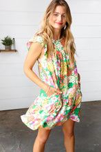 Load image into Gallery viewer, Kelly Green Floral Yoke Woven Gauze Dress
