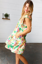 Load image into Gallery viewer, Kelly Green Floral Yoke Woven Gauze Dress
