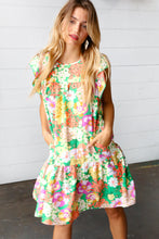 Load image into Gallery viewer, Kelly Green Floral Yoke Woven Gauze Dress
