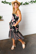 Load image into Gallery viewer, Black Floral Fit &amp; Flare Sleeveless Midi Dress
