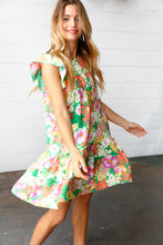 Load image into Gallery viewer, Kelly Green Floral Yoke Woven Gauze Dress
