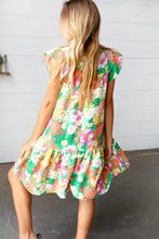 Load image into Gallery viewer, Kelly Green Floral Yoke Woven Gauze Dress
