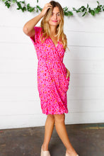 Load image into Gallery viewer, Fuchsia Leopard Surplice V Neck Pocketed Dress
