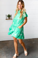 Load image into Gallery viewer, Emerald Green Floral Dolman Sleeve Babydoll Dress
