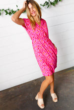 Load image into Gallery viewer, Fuchsia Leopard Surplice V Neck Pocketed Dress
