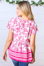 Load image into Gallery viewer, Fuchsia Paisley Babydoll Button Down Woven Top
