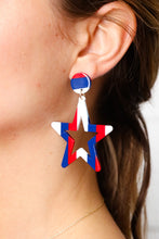 Load image into Gallery viewer, Americana Resin Star Dangle Earrings
