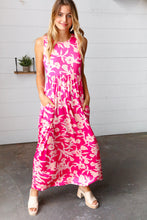 Load image into Gallery viewer, Pink Floral Print Fit and Flare Sleeveless Maxi Dress
