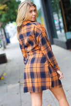 Load image into Gallery viewer, Navy &amp; Rust Plaid Flannel Button Down Waist Tie Dress
