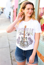 Load image into Gallery viewer, White Cotton NASHVILLE Music City Graphic Tee
