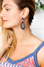 Load image into Gallery viewer, Sapphire/Turquoise Vintage Teardrop Earrings
