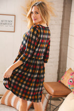 Load image into Gallery viewer, Multicolor Plaid Lined Knit Babydoll Dress
