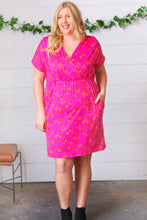 Load image into Gallery viewer, Fuchsia Leopard Surplice V Neck Pocketed Dress
