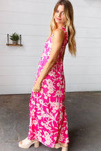 Load image into Gallery viewer, Pink Floral Print Fit and Flare Sleeveless Maxi Dress
