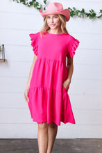 Load image into Gallery viewer, Fuchsia Smocked Ruffle Sleeve Tiered Dress
