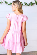 Load image into Gallery viewer, Baby Pink Embroidered Tiered Lined Dress
