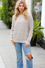 Load image into Gallery viewer, All Put Together Taupe Waffle Knit Hi-Low Sweater
