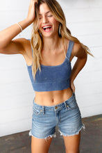 Load image into Gallery viewer, Navy Washed Rib Cropped Square Neck Tank
