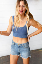 Load image into Gallery viewer, Navy Washed Rib Cropped Square Neck Tank
