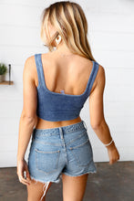 Load image into Gallery viewer, Navy Washed Rib Cropped Square Neck Tank
