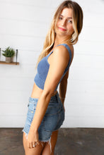 Load image into Gallery viewer, Navy Washed Rib Cropped Square Neck Tank
