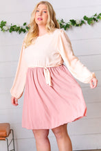 Load image into Gallery viewer, Mauve &amp; Peach Twofer Pleated Skirt Dress
