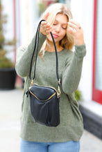 Load image into Gallery viewer, Black Vegan Leather Two Pocket Mini Cross Body
