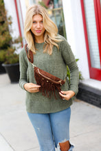 Load image into Gallery viewer, Brown Faux Suede Fringe Convertible Fanny/Sling Bag
