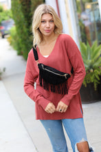 Load image into Gallery viewer, Black Faux Suede Fringe Convertible Fanny/Sling Bag
