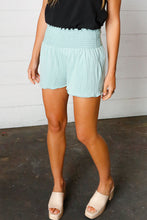 Load image into Gallery viewer, Seafoam Smocked Waist Scalloped Shorts
