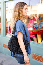 Load image into Gallery viewer, Black Quilted Puffer Crossbody Bag
