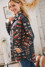 Load image into Gallery viewer, Black &amp; Rust Brushed Plaid Oversize Pocketed Shacket
