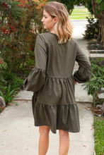 Load image into Gallery viewer, Hunter Green V Neck Woven Swing Dress with Pockets
