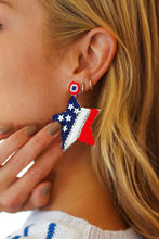 Load image into Gallery viewer, Patriotic Beaded Star Color Block Dangle Earrings
