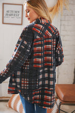 Load image into Gallery viewer, Black &amp; Rust Brushed Plaid Oversize Pocketed Shacket
