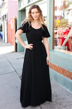 Load image into Gallery viewer, In Your Dreams Black Flutter Sleeve Woven Maxi Dress
