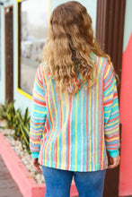Load image into Gallery viewer, Be Bold Mint Multicolor Stripe Pullover Notched Hoodie
