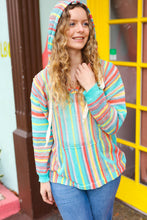 Load image into Gallery viewer, Be Bold Mint Multicolor Stripe Pullover Notched Hoodie
