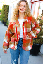 Load image into Gallery viewer, It&#39;s Your Best Rust &amp; Camel Plaid Sherpa Button Down Jacket
