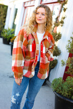 Load image into Gallery viewer, It&#39;s Your Best Rust &amp; Camel Plaid Sherpa Button Down Jacket
