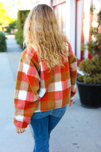 Load image into Gallery viewer, It&#39;s Your Best Rust &amp; Camel Plaid Sherpa Button Down Jacket
