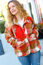 Load image into Gallery viewer, It&#39;s Your Best Rust &amp; Camel Plaid Sherpa Button Down Jacket
