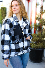 Load image into Gallery viewer, It&#39;s Your Best Black &amp; Ivory Plaid Sherpa Button Down Jacket

