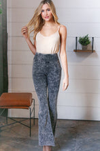 Load image into Gallery viewer, Charcoal Cotton Acid Wash Raw Edge Flared Leggings
