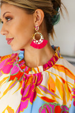 Load image into Gallery viewer, Magenta Rhinestone Tassel Gold Drop Earrings
