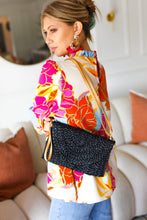 Load image into Gallery viewer, Black Raffia Woven Wrist Strap Clutch Bag
